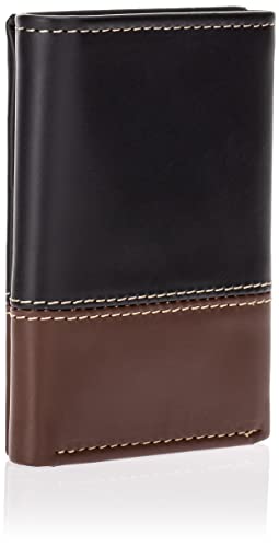 Timberland Men's Leather Trifold Wallet, Black/Brown