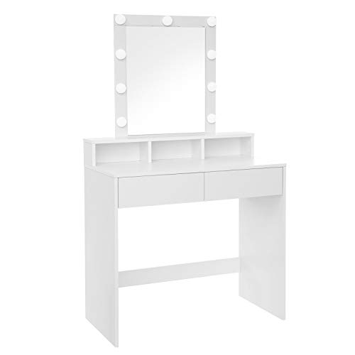 Modern White Vanity Table with LED Lights