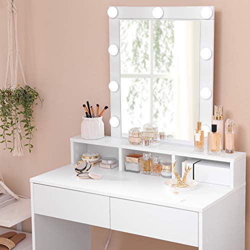 Modern White Vanity Table with LED Lights