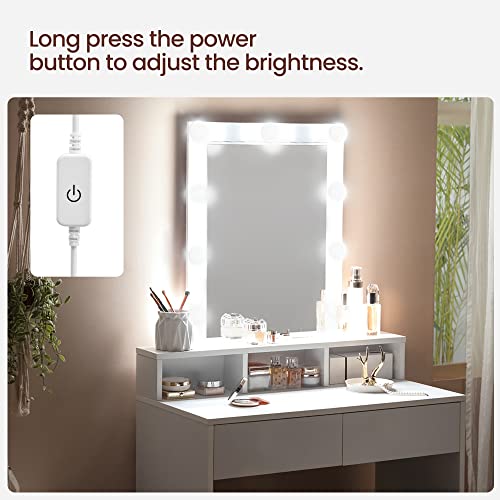 Modern White Vanity Table with LED Lights