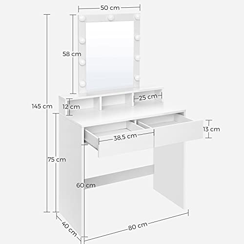 Modern White Vanity Table with LED Lights