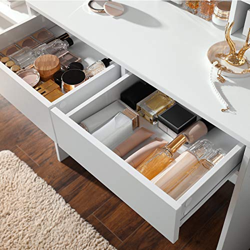 Modern White Vanity Table with LED Lights