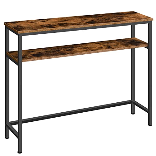 HOOBRO Rustic Console Table with Adjustable Shelf