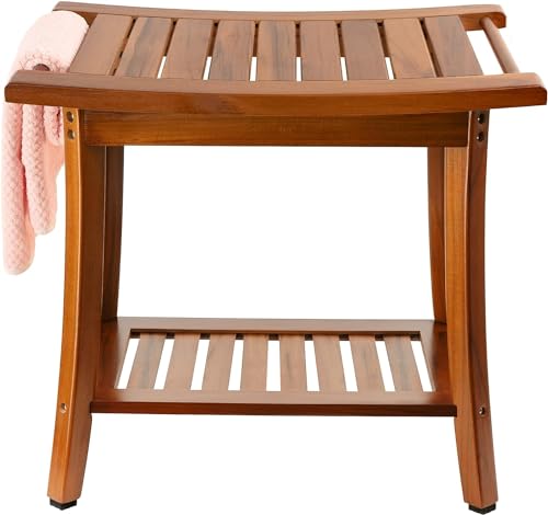 Utoplike Teak Waterproof Shower Bench with Storage