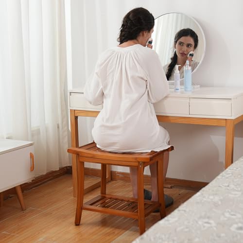 Utoplike Teak Waterproof Shower Bench with Storage