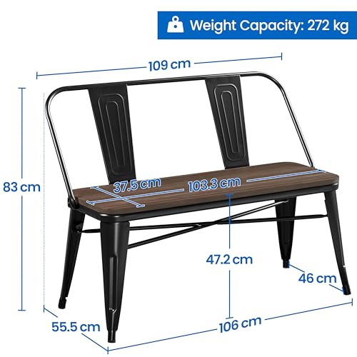 Yaheetech Industrial Metal and Wood Dining Bench
