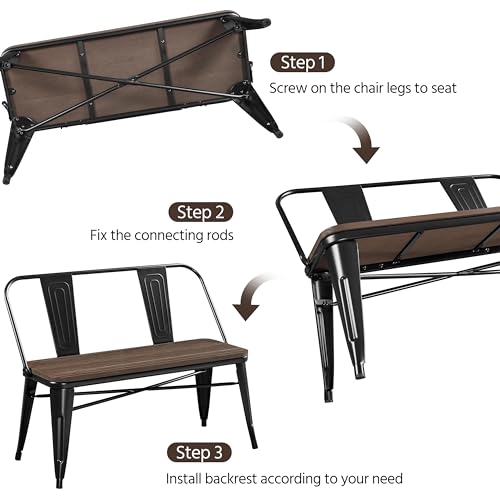Yaheetech Industrial Metal and Wood Dining Bench