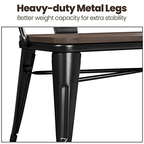 Yaheetech Industrial Metal and Wood Dining Bench
