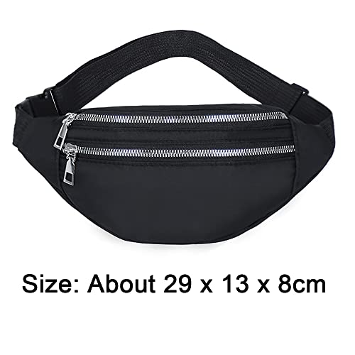 Water-Resistant Black Oxford Fanny Pack for Sports