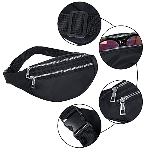 Water-Resistant Black Oxford Fanny Pack for Sports