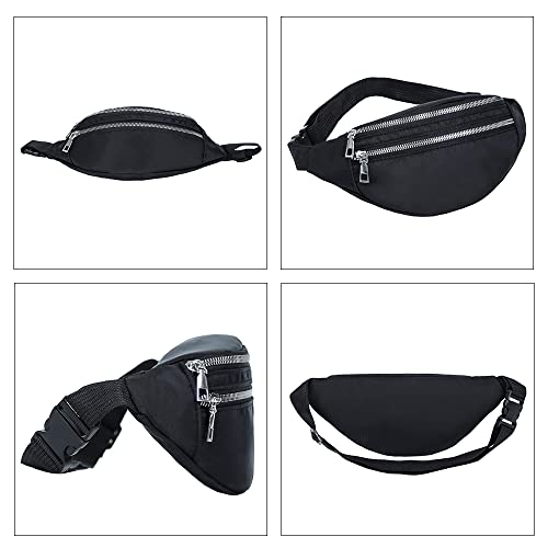 Water-Resistant Black Oxford Fanny Pack for Sports