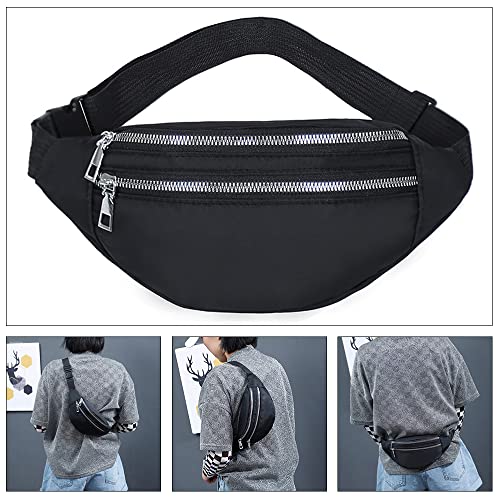 Water-Resistant Black Oxford Fanny Pack for Sports