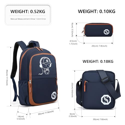 Kono Anime 3-in-1 School Backpack Set - Navy