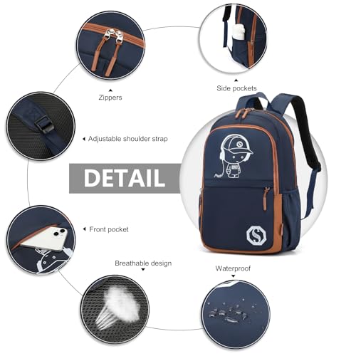 Kono Anime 3-in-1 School Backpack Set - Navy