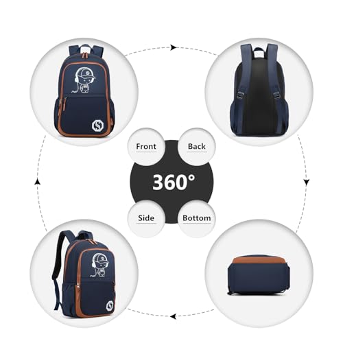 Kono Anime 3-in-1 School Backpack Set - Navy
