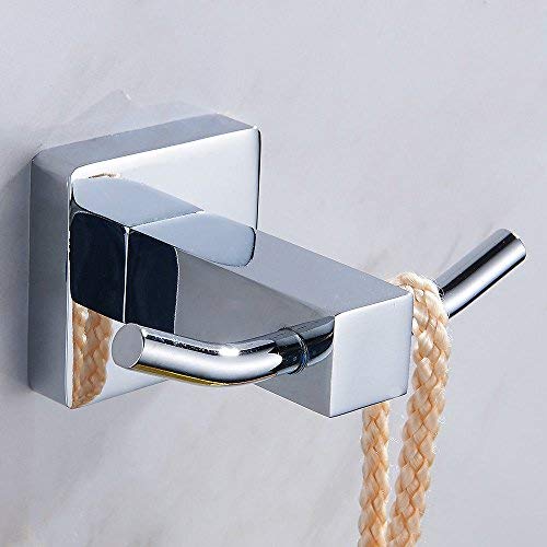 Double Brass Bath Robe Hook - Chrome Finish