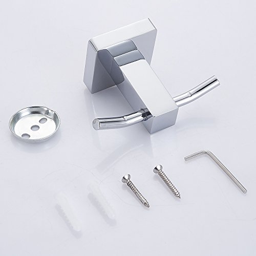 Double Brass Bath Robe Hook - Chrome Finish