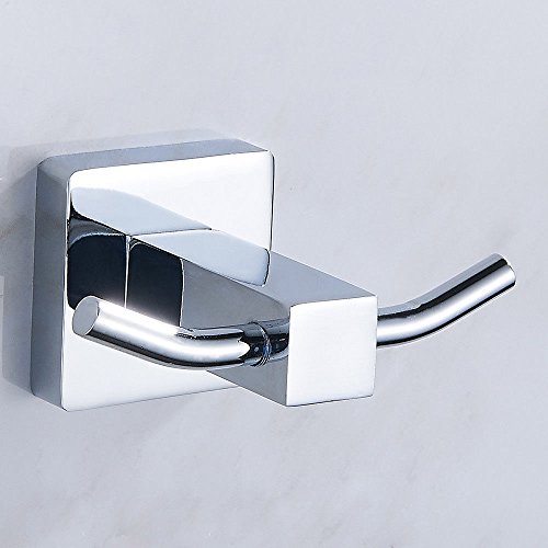 Double Brass Bath Robe Hook - Chrome Finish