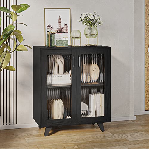 Panana Black Wood Sideboard Storage Cabinet 69cm