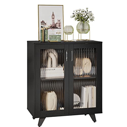 Panana Black Wood Sideboard Storage Cabinet 69cm