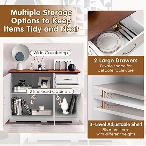 TANGZON Wooden Sideboard Storage Cabinet with Doors