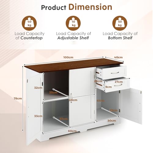 TANGZON Wooden Sideboard Storage Cabinet with Doors