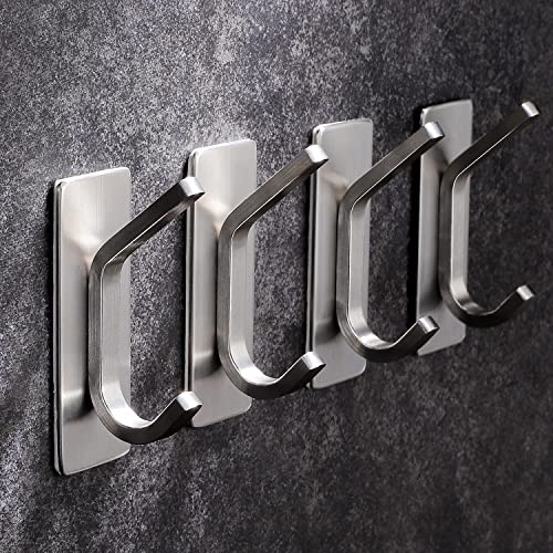 YIGII Stainless Steel Adhesive Towel Hooks - 4 Pack
