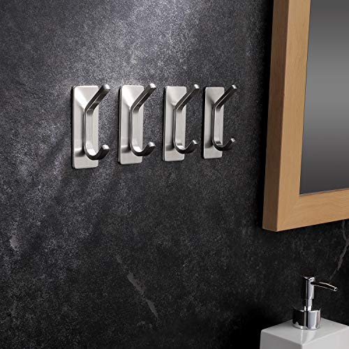 YIGII Stainless Steel Adhesive Towel Hooks - 4 Pack
