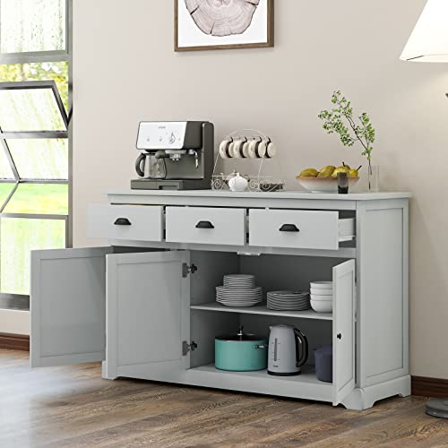 Modern Grey Sideboard Storage Cabinet with Shelves