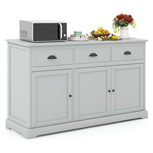 Modern Grey Sideboard Storage Cabinet with Shelves