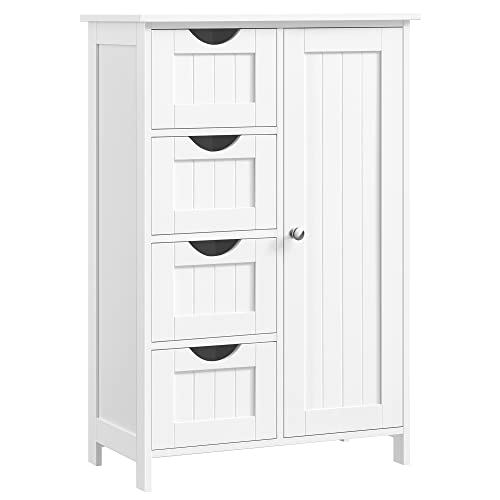 VASAGLE White Wooden Storage Cabinet with Drawers