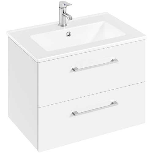 61cm Wall-Mount Bathroom Vanity with Sink and Drawers