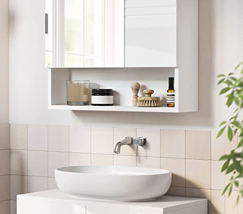 VASAGLE Mirrored Bathroom Cabinet with Adjustable Shelves