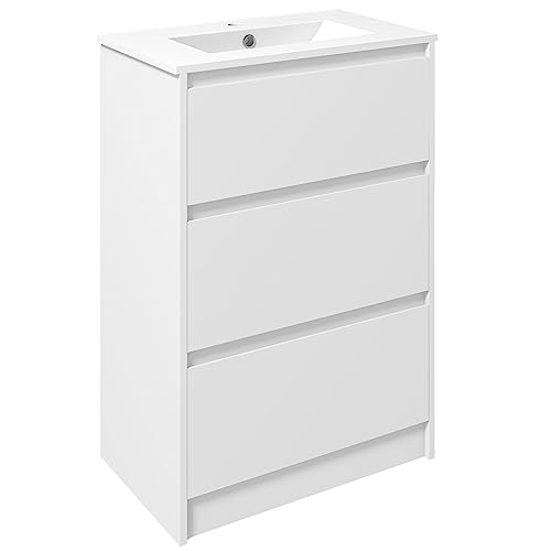 Sleek White 600mm Bathroom Vanity Unit with Basin