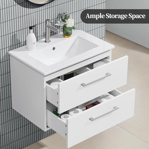 61cm Wall-Mount Bathroom Vanity with Sink and Drawers