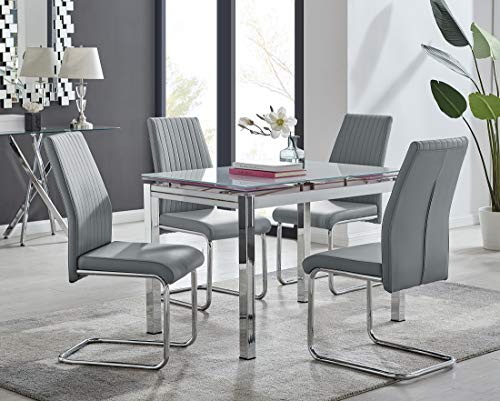 Modern Extending Dining Set with Grey Chairs