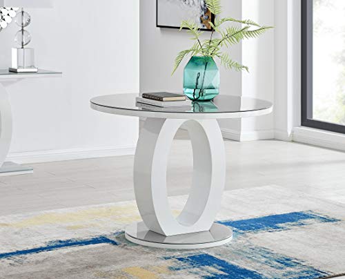 Giovani Round Dining Table and 4 Grey Chairs