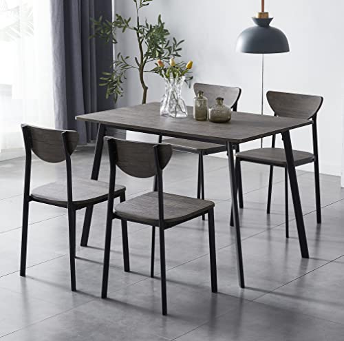 Blake Metal Wood Effect Dining Table & Chair Set