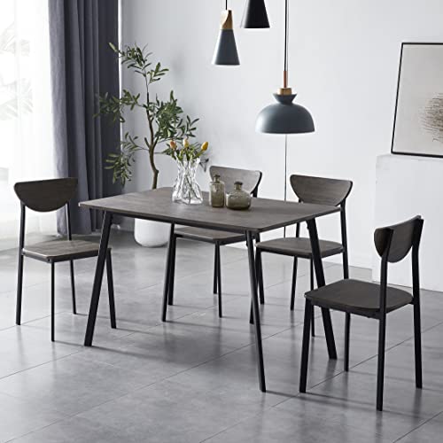 Blake Metal Wood Effect Dining Table & Chair Set