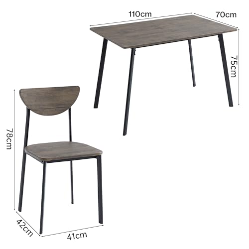 Blake Metal Wood Effect Dining Table & Chair Set