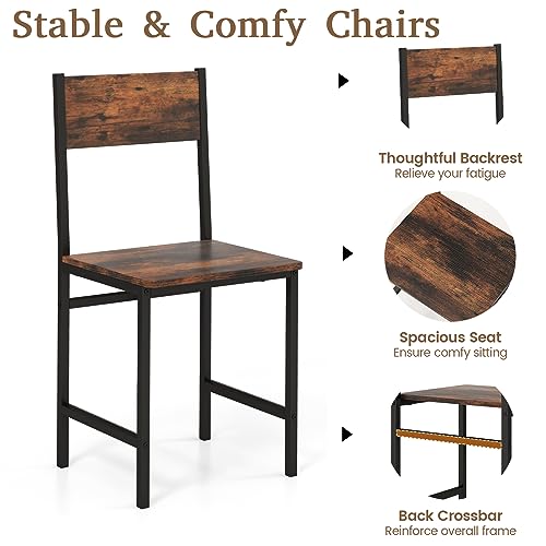 Rustic 4-Piece Wooden Dining Set with Storage