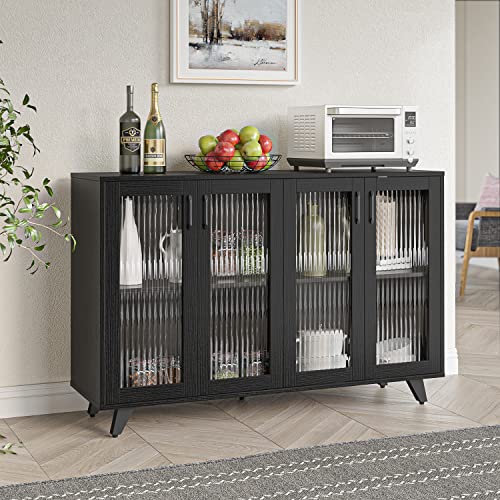 Panana Black Wood Storage Sideboard Cabinet 125cm