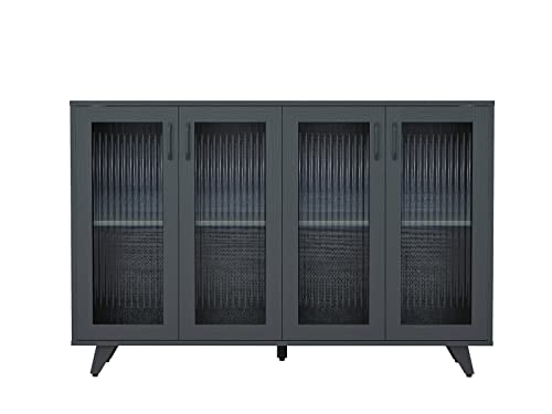 Panana Black Wood Storage Sideboard Cabinet 125cm