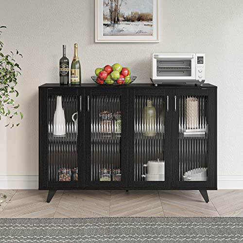 Panana Black Wood Storage Sideboard Cabinet 125cm