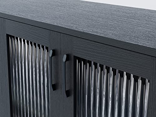 Panana Black Wood Storage Sideboard Cabinet 125cm