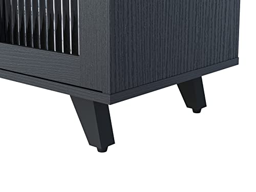 Panana Black Wood Storage Sideboard Cabinet 125cm