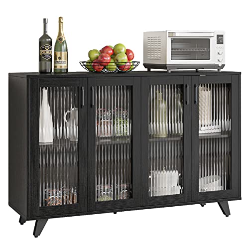 Panana Black Wood Storage Sideboard Cabinet 125cm