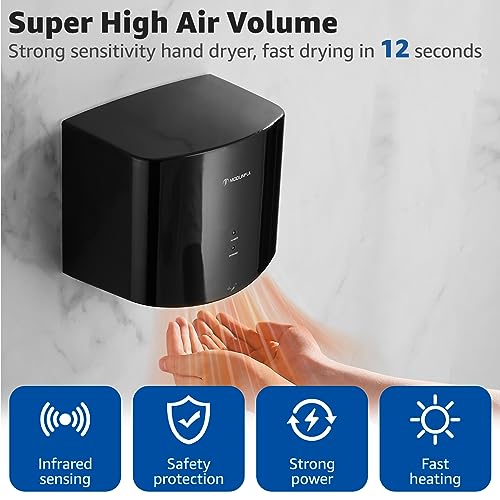 High-Speed Automatic Electric Hand Dryer - Black