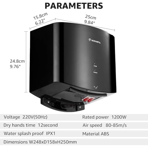 High-Speed Automatic Electric Hand Dryer - Black