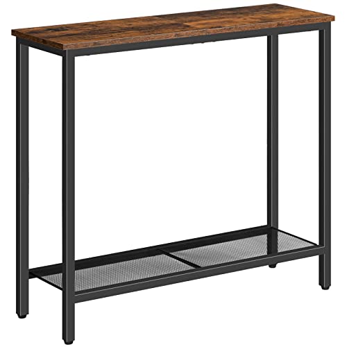 Slim Industrial Console Table with 2 Shelves